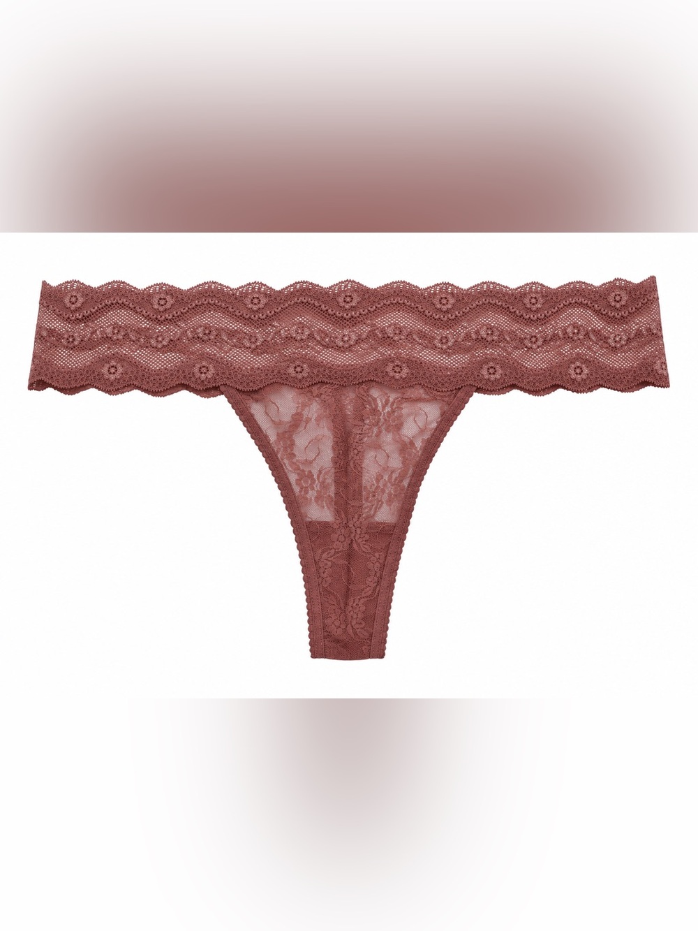 NWT Wacoal b.tempt'd Lace Kiss Thong Panty Sz XL Mauve 970182 Coquette